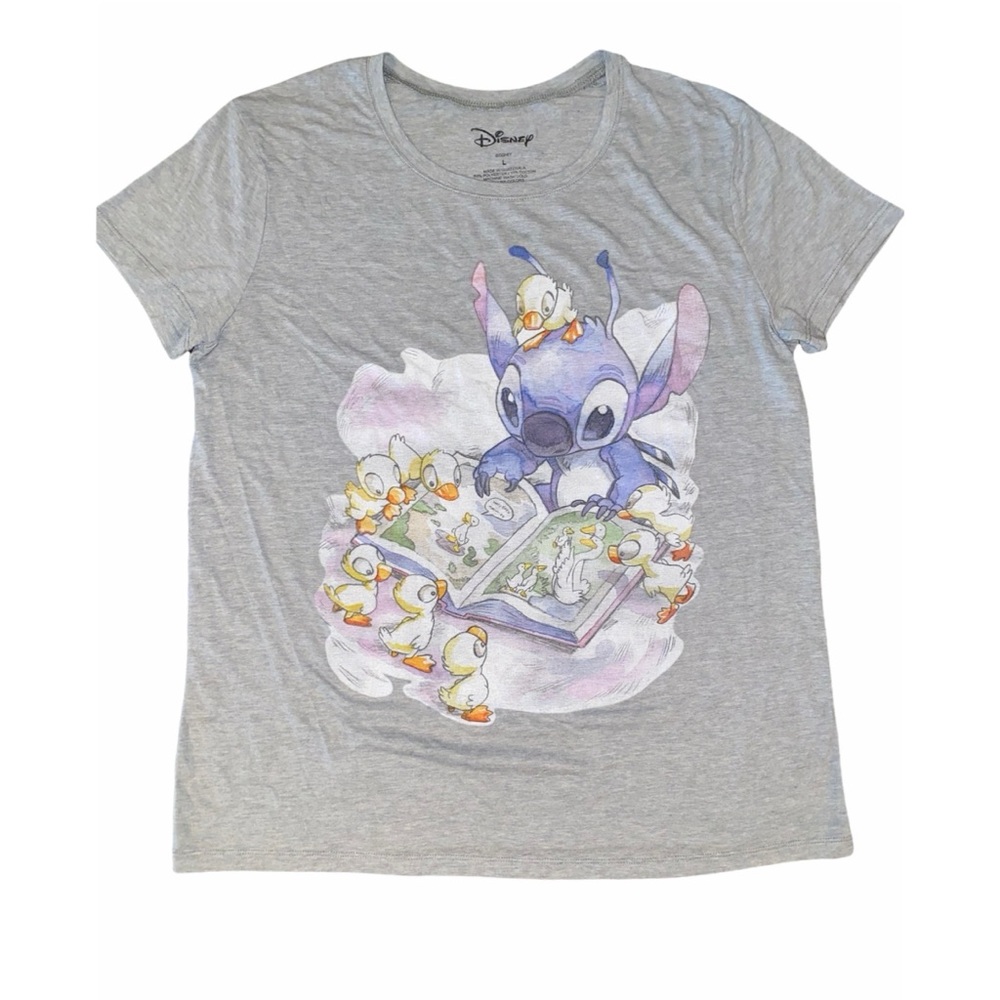 Official Disney Baby Stitch And Ducks Reading Book Shirt Size Large